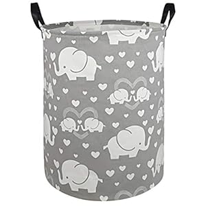 DUYIY 19.7 Inch Round Big Size Canvas Storage Basket with Handle Large Organizer Bins for Dirty Laundry Hamper Baby Toys…