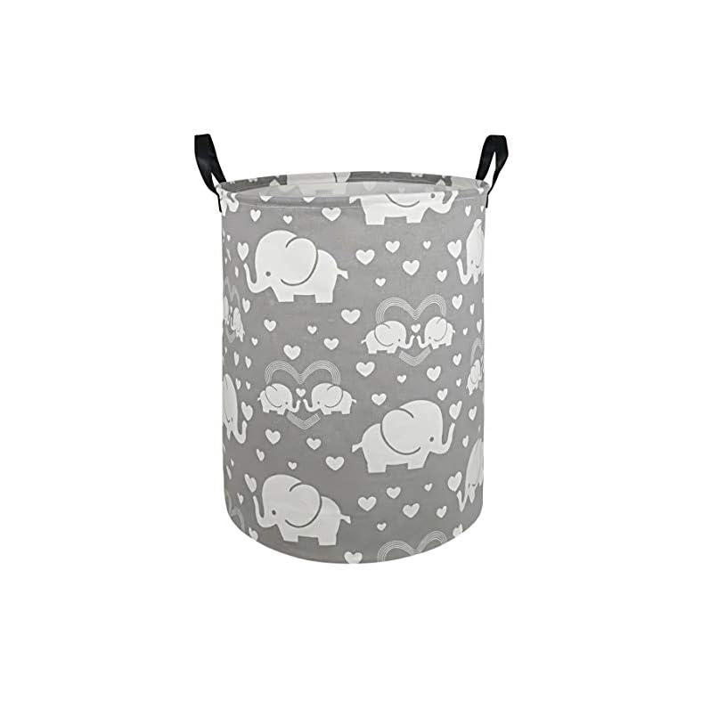 DUYIY 19.7 Inch Round Big Size Canvas Storage Basket with Handle Large Organizer Bins for Dirty Laundry Hamper Baby Toys…