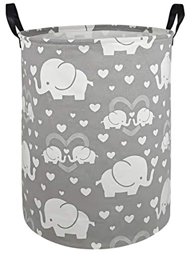 DUYIY 19.7 Inch Round Big Size Canvas Storage Basket with Handle Large Organizer Bins for Dirty Laundry Hamper Baby Toys…