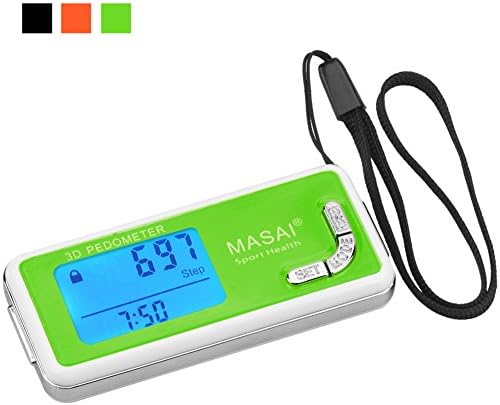 Pedometer for Walking-3D Trisport Walking Pedometer-Portable Step Counter for Walking-Non-Bluetooth Pedometers with Lanyard-7 Days Memory for Distance/Calorie Counter with Water-Resistant/Backlight-GN
