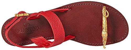 Valentino Women's Flat Sandal with Serpent, Red, 37 M EU/7 M US - FrenzyStyle