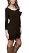 MiYang Women's Long Sleeve A-line Lace Stitching Trim Casual Dress L Brown