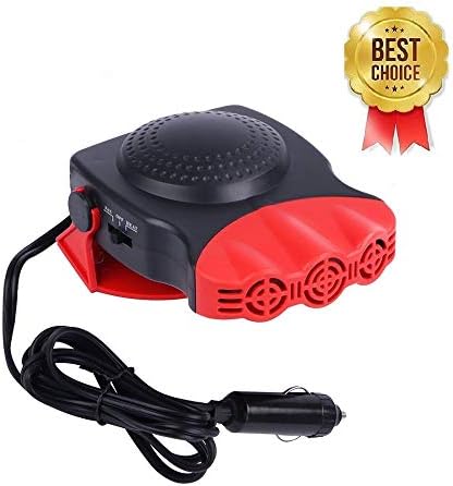 Portable Car Heater, Fast Heating Defrost Defogger Space Automobile Windscreen Heater, Heat Cooling Fan Ceramic Heater 3-Outlet Plug Adjustable Thermostat in Cigarette Lighter