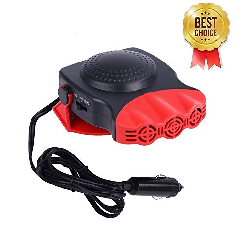 Portable Car Heater, Fast Heating Defrost Defogger Space Automobile Windscreen Heater, Heat Cooling Fan Ceramic Heater 3-Outlet Plug Adjustable Thermostat in Cigarette Lighter