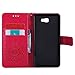 A-slim Galaxy J3 Emerge Wallet Case, Sun Pattern Embossed PU Leather Magnetic Flip Cover Card Holders Hand Strap Purse Case for Samsung Galaxy J3 2017 / J3 Prime/Amp Prime 2 / Express Prime 2 Red