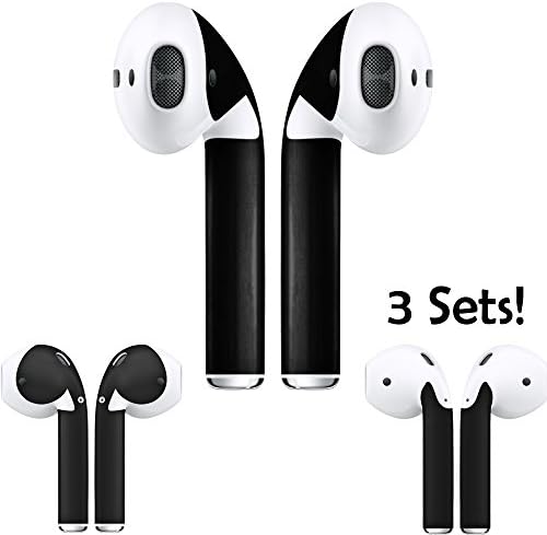 AirPod Skins Stylish and Protective Wraps - Total Coverage + Minimal Style Bundle - 3 Pairs - Compatible with AirPods (Matte Black)