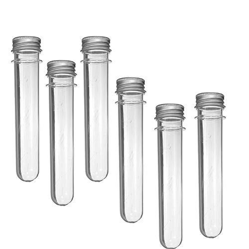 Miraclekoo 24pcs Clear Plastic Test Tubes with Screw Caps Tube, Bath Salt Containers, Candy Storage,45ml