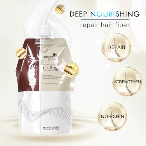 Karseell Collagen Hair Treatment 16.9 Oz 500ml Deep Repairs Conditioner Argan Oil Keratin Hair Treatment for Dry Damaged Curly Bleached & All Hair Types