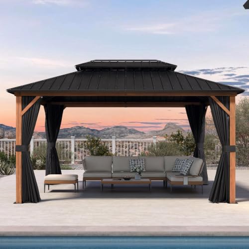 PURPLE LEAF 10x14 Hardtop Gazebo with Aluminum Frame, Ventilated Steel Roof & Detachable Curtains image 27