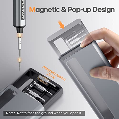 Electric Screwdriver- AM ARROWMAX Cordless Precision Screwdriver Set with 28 Magnetic Precision Bits, Rechargeable Portable Repair Tool Kit for Electronics Laptops Glasses Clocks (SES MINI)
