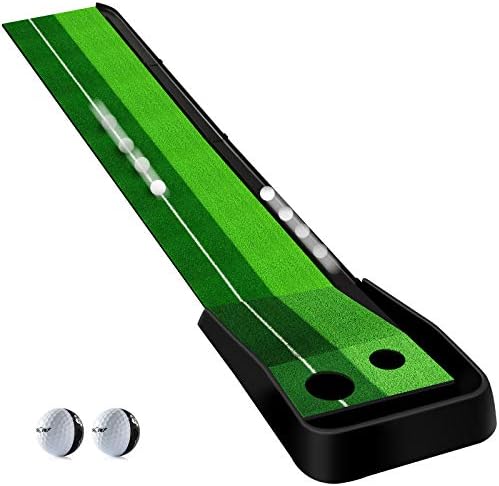 Golf Putting Green Mat Auto Ball Return Function Practice Training Driving Range Mats Indoor and Outdoor Suitable for Professional Exercises or Game Free 2 Ball Golf Putting Green Mat Auto Ball Return Function Practice Training Driving Range Mats Indoor and Outdoor Suitable for Professional Exercises or Game Free 2 Ball
