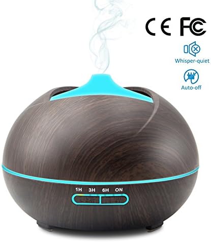 400ML Ultrasonic Humidifier Aroma Essential Oil Diffuser with Auto Shut Off Whisper Quiet to Relaxation and Sleep (Black)