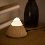 Jhua Creative Volcano Sharp Design Smart Night Light USB LED Wooden Night Light Energy Saving Table Lamp Children Desk Bed Beside Lamp with Switch for Baby/Kids/Adults Bedroom