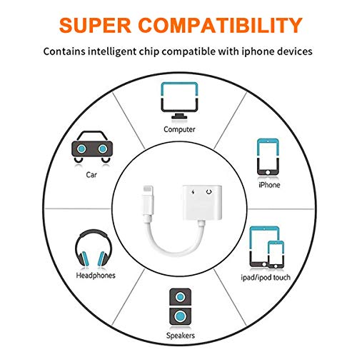 For iPhone 3.5mm Headphone Jack Adapter for iPhone Xs/Xs Max/XR/ 8/8 Plus / 7/7 Plus Headphone Splitter Adapter for iPhone Dongle 2 in 1 Chargers & Audio Connector Charger Cable Support All IOS System - Thumbnail 6