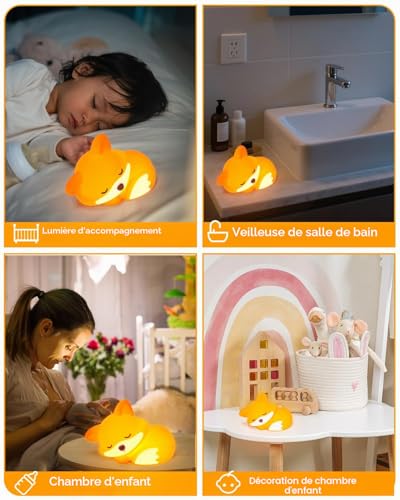Amaredom Fox Night Light, Cute Fox Lamp, Adjustable Brightness, 20 Min Timer, Ideal for Children's Room - Unique Gift and Adorable Toy [Energy Class A]