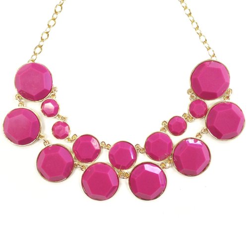 Wrapables Designer Inspired Double Layer Bubble Necklace, Fuchsia Rose