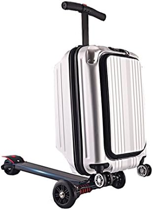 BBtoy 21 Inch Multi-Functional Scooter Luggage With USB Charging Port for College and Business (Silver)