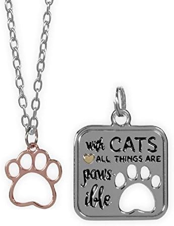 Best Furr-End Pendant & Charm Set - With Cats All Things Are Paws-Ible.