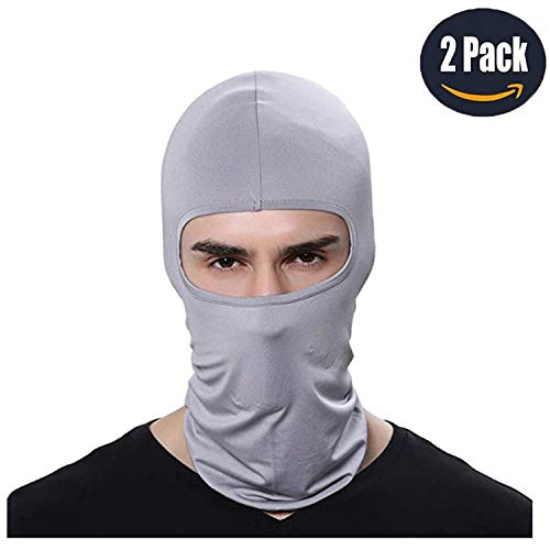 LEAGY 2Pack Candy Color Ultra Thin Ski Face Mask - Great Under A Bike/Football Helmet -Balaclava-LightGray (Light Gray) - Thumbnail 5