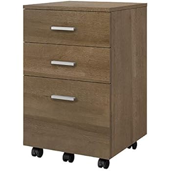 DEVAISE 3 Drawer Mobile File Cabinet, Wood Filing Cabinet for Letter Size, Gray Oak
