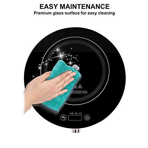 Easepot Portable Induction Cooktop, 1800W Hot Pot Countertop Burner, Electric Stove Range Cooktop Touch Sensor Control with Rotary Switch，Round