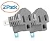 Yubi Power Grounding Adapter Plug - 2 Prong to 3 Prong Grounded Outlet - 2 Pack - Gray