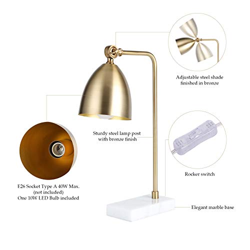 COZ Gold Desk Lamp with LED Bulb Adjustable, Antique Brass Metal Table