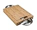 Napoleon PRO Bamboo Cutting Board with Stainless Steel Bowls 70012 Naturally Cutting Board with Two Stainless Steel Bowls, Chopping and Carving Meat