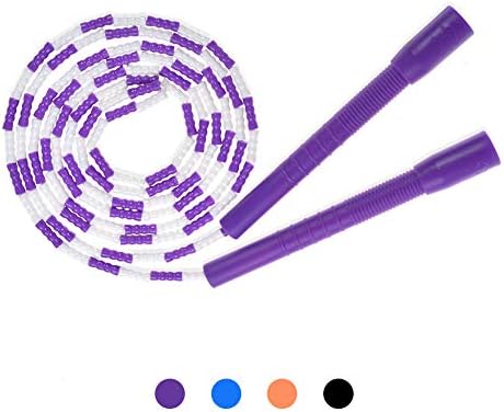 Jump Rope Soft Beaded Segment Adjustable and Premium Skipping Rope Tangle-Free and for Men, Women and Kids, Plastic Handle Fancy Skipping Jump Rope with Workout-Free Carry Bag