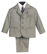 5 Piece Light Gray Suit with Shirt, Vest, and Tie - Size M (9 Month)