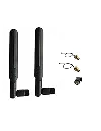 HUACAM hcm82 2 x 8dBi 2,4 GHz de 5 GHz 5,8 GHz correa roja Rojo Inalámbrica WiFi RP SMA macho Antena + 2 x 15 cm U. FL   IPEX a Cable hembra SMA de RP SMA