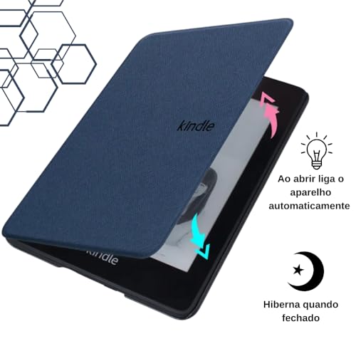 Capa Para Kindle 11ª Geração 2024 e 2022 (C2V2L3 e RS23CV) 6 Polegadas Sistema de Hibernação - Fechamento Magnético (Azul Marinho)