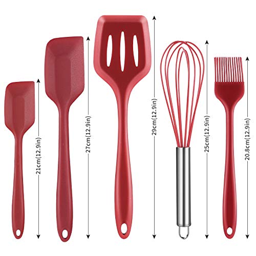 Silicone Spatulas Sets for Nonstick Cookware,5 Pieces Heat Resistant