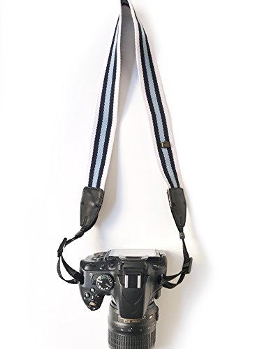Camera Neck Shoulder Belt Strap,Alled Leather Vintage Print Soft Camera Straps for Women /Men for DSLR / SLR / Nikon / Canon / Sony / Olympus / Samsung / Pentax/ Fujifilm (SoftÂ WhiteÂ andÂ Blue)