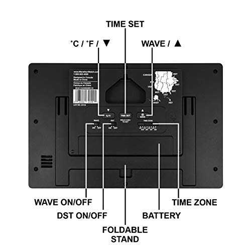 image for Marathon CL030068BK-SS Slim Panoramic Atomic Wall Clock with Table Sta