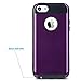 ULAK iPhone 5C Case, Slim Fit Lightweight 2in1 Rugged Flexible TPU Hard Plastic Hybrid iPhone 5C Case Purple Anti Scratch Dual Layer Shock Absorption Protective Cover for Apple iPhone 5C-Purple/Black