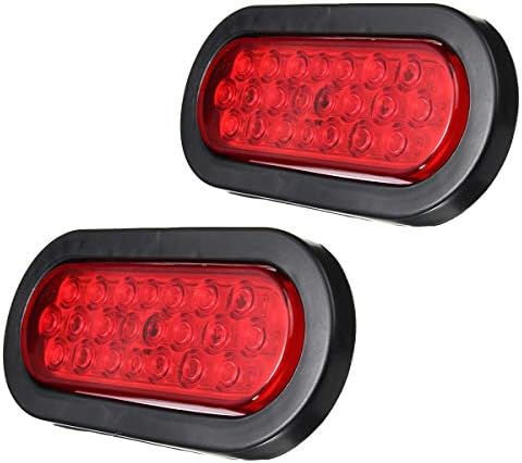Ambother 2Pcs 6" 22-Led Oval Red Stop/Turn Signal/Brake/Marker/Tail Led Light, Flush Mount For Truck Trailer Trail Bus 12V Red (Pack Of 2) (3832100780288)