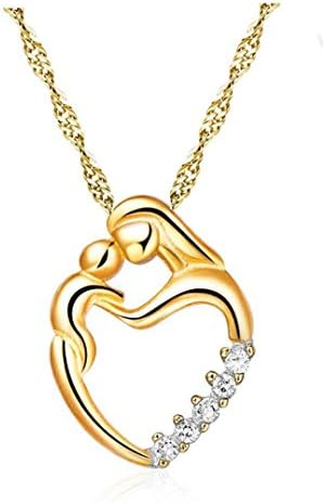 Mother's Day New Gifts Silver Mosaic Zircon Necklace Jewelry (B-Gold)