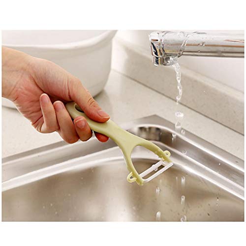Elaco Fruit Peeler, Creative Stainless Steel Ceramics Fruit Peeler Parer Cutter Kitchen Tool Helper (Pink)