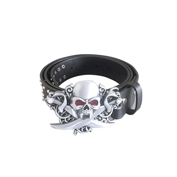 New-Gothic-Skull-Belt-Buckle-With-Black-Studded-Genuine-Leather-Belt