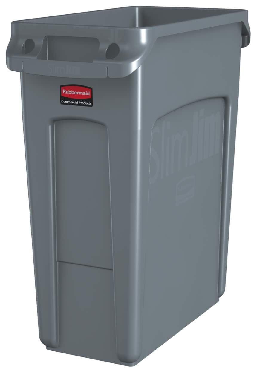 Rubbermaid Commercial Products Vented Slim Jim Waste Receptacle Bin 60 Litre Grey 1971258