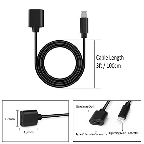 O'woda Aluminum Extendable Selfie Stick Cellphone Holder Scalable Extension Monopod Pole Rod with 3ft Extension Data Cable iOS Cord for DJI OSMO Pocket and i Phone/i Pad