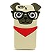 Iphone 5 5S SE Case, 3D Cute Cartoon Hipster Pug Dog Silicone Case for Iphone 5 5s se Pet Doggie Fashion Protective Cell Phone Cover Boys Girls