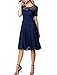 Aonour AR8006 Women's Vintage Floral Lace Elegant Cocktail Formal Swing Dress with Short Sleeve Navy S