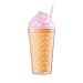 Bewaltz Ice Cream Double Wall To Go Cold Cup Tumbler with Straw BPA Free16 oz, Vacuum Insulated Travel Mug, Gifts, Bridal Shower, Themed Party, party favors, Christmas Stocking Stuffer (Pink)