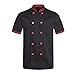 Chef coat black with red uniforms short sleeve chef jacket unisex,US Size M Loose Fit(Tag XXL)