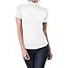 Stretch Short Sleeve Mock Neck Turtleneck Blouse Top Shirt (White)