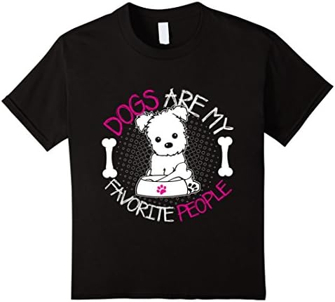 Kids Dogs Are My Favorite People Cute Maltese Puppy Bone T-shirt 8 Black