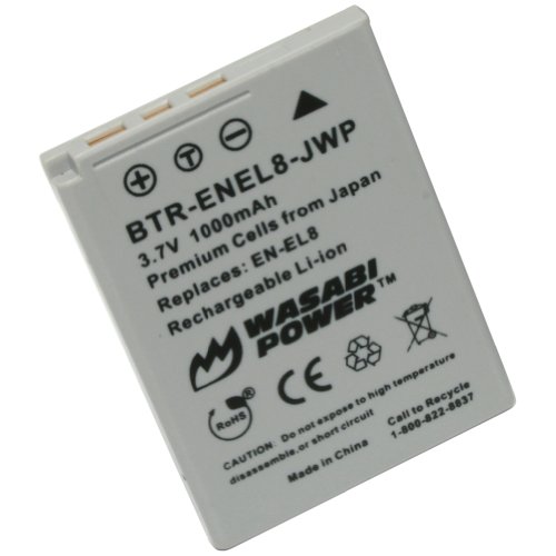 Wasabi Power Battery for Nikon EN-EL8 and Nikon Coolpix P1, P2, S1, S2, S3, S5, S6, S7, S7c, S8, S9, S50, S50c, S51, S51c, S52, S52c, Cool-Station MV-11, MV-12