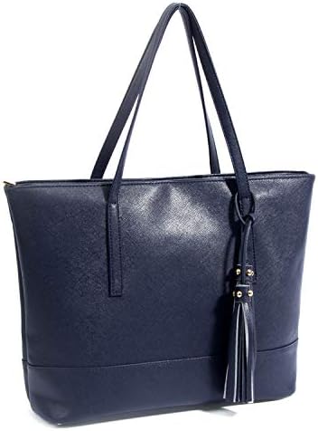 Women Large Tote Bags - Tassels Purse Vegan Leather Top Handle Satchel Handbags, Striped Bottom